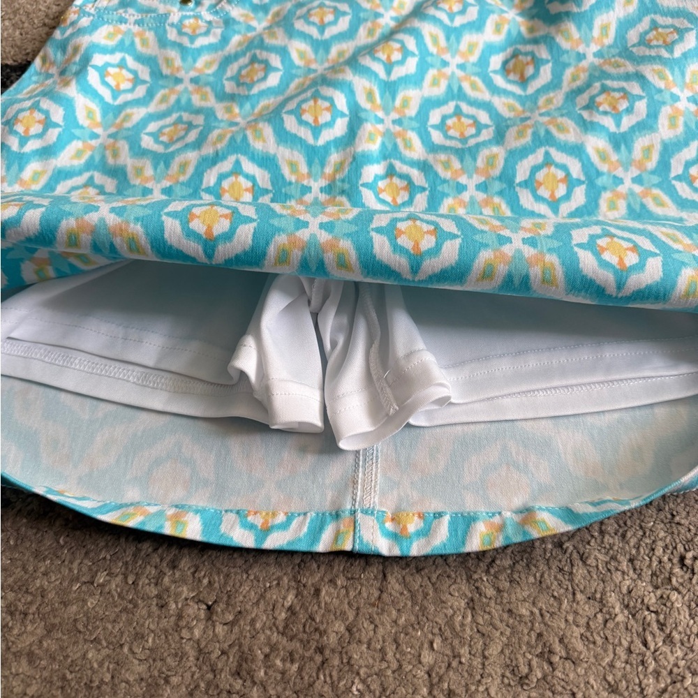 Hearts of Palm Blue and Yellow   - Lighten the Mood- Womens Petite Skort 8P - Picture 5 of 6